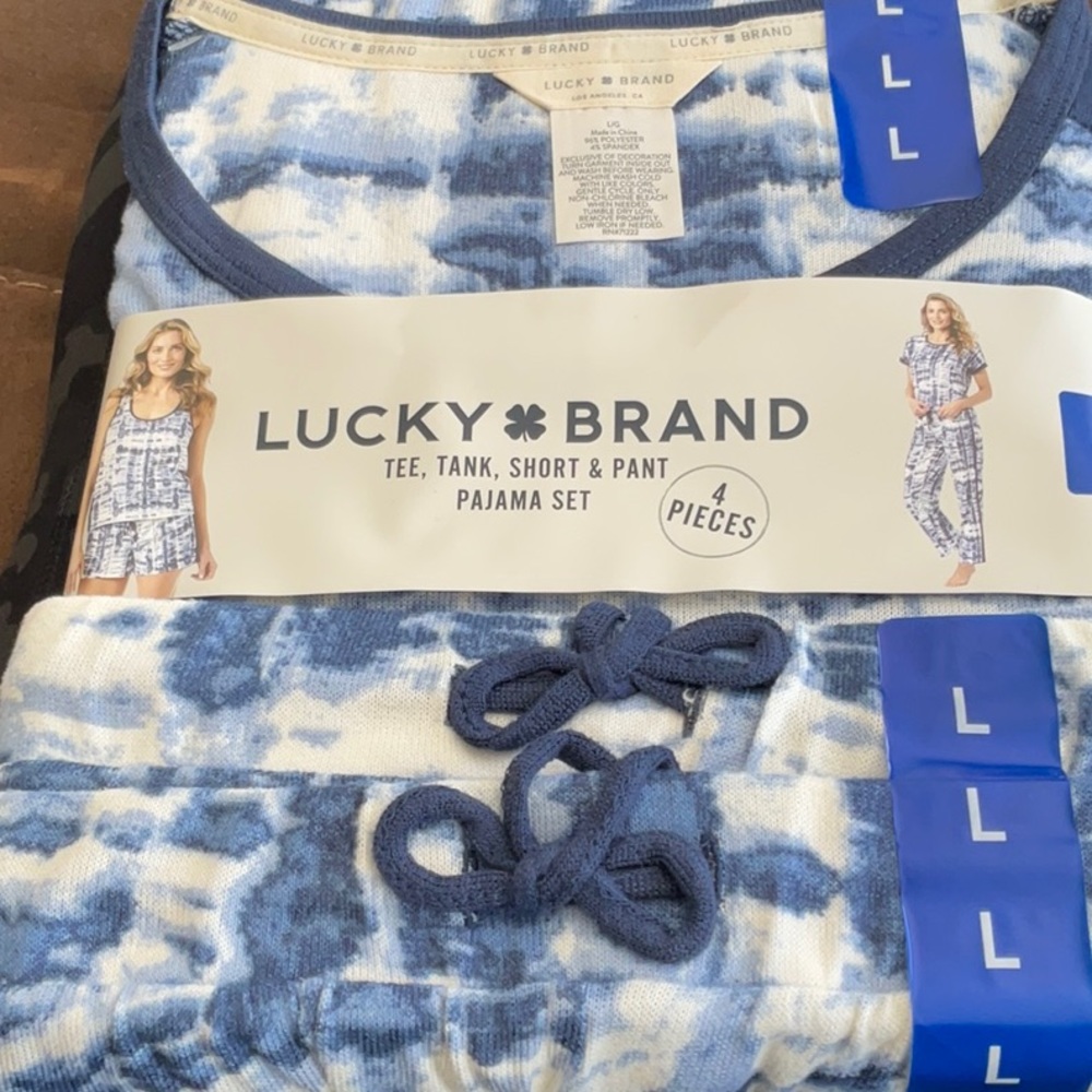 Lucky Brand Ladies' 4-Piece Pajama Set Blue (Winter Tie Dye) - Picture 3 of 9